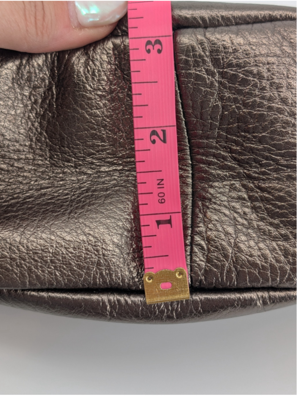 HOBO Knox Sling Pewter Metallic Bronze Genuine Leather Crescent Shoulder Bag - Picture 10 of 12